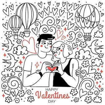 Love Illustration Couple, Valentine's Day Poster Design, Valentines Day Doodles, Valentine's Day Illustration, Valentines Illustration, Valentines Day Poster, Valentine Background, Valentines Day Clipart, Day Illustration