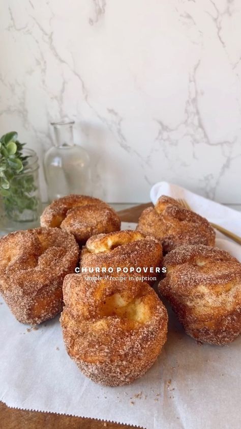 Kiley O'Donnell on Instagram: “CHURRO POPOVERS Unpopular opinion: I’ve never really been a huge popover girl BUT these churro popovers are my love language, okay? Fluffy…” Churro Popovers, Nutribullet Pro, Lemon Ricotta Cookies, Sherbet Recipes, Coconut Pound Cakes, Popover Recipe, John Luke, My Love Language, Mexican Dessert