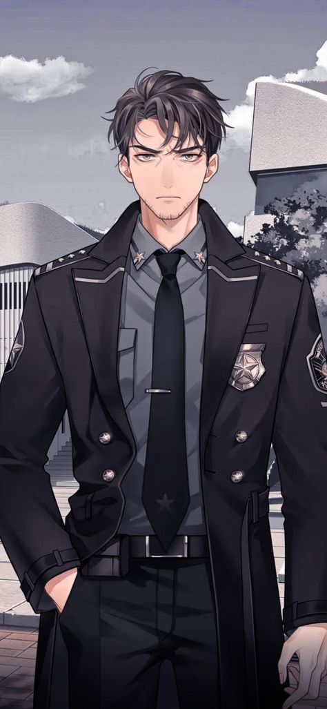 Anime Buissnes Man, Visual Novel Poses, Old Anime Guy, Anime Policeman, Anime Business Man, Older Anime Man, Detective Suit, Detective Man, Anime Suit