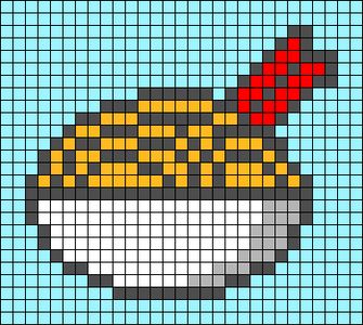 Ramen Pixel Art, Food Alpha Pattern, Food Pixel Art, Pixel Art Food, Minecraft Pattern, Hello Kitty Crafts, Easy Pixel Art, Pixel Art Templates, Pixel Drawing