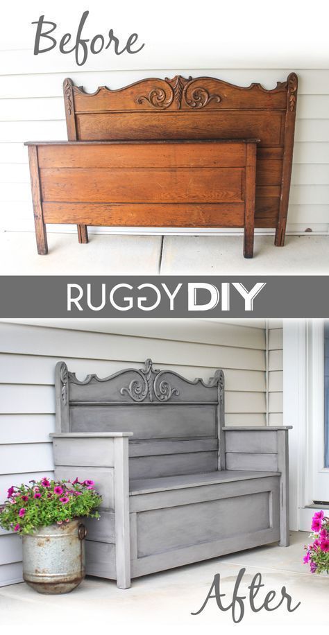 Repurposed Headboard, Diy Furniture Makeover Ideas, Headboard Benches, Koti Diy, Diy Furniture Renovation, Furniture Renovation, Furniture Hacks, Repurposed Furniture Diy, Refurbished Furniture