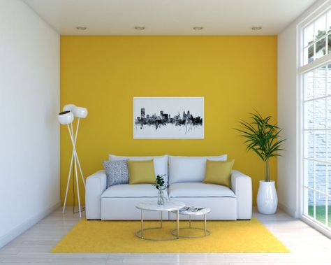 How to Decorate a Room with Yellow Walls? (5 Chic Ideas with Images) - roomdsign.com Yellow Living Room Colors, Yellow Walls Living Room, Yellow Accent Walls, Yellow Decor Living Room, Traditional Design Living Room, White Living Room Decor, Simple Living Room Decor, Colourful Living Room Decor, White Sofa