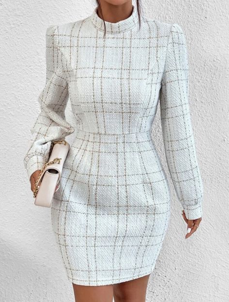 Dressy Classy Outfits, Office Wear Dresses For Women, 90s Chola Fashion, Office Wear Dresses, Long Sleeve Plaid Dress, Stockholm Fashion Week, Elegant Attire, Fashion Trends Winter, Shein Dress