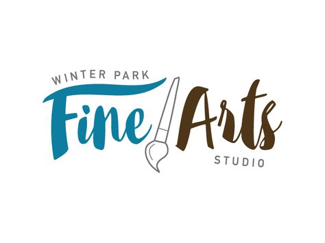 Winter Park Fine Arts Studio logo Fine Art Logo Design, Painting Logo Design Ideas, Art Shop Logo, Art School Logo, Studio Names Ideas, Art Studio Logo Design, Fine Art Logo, Artist Logo Ideas, Art Studio Logo