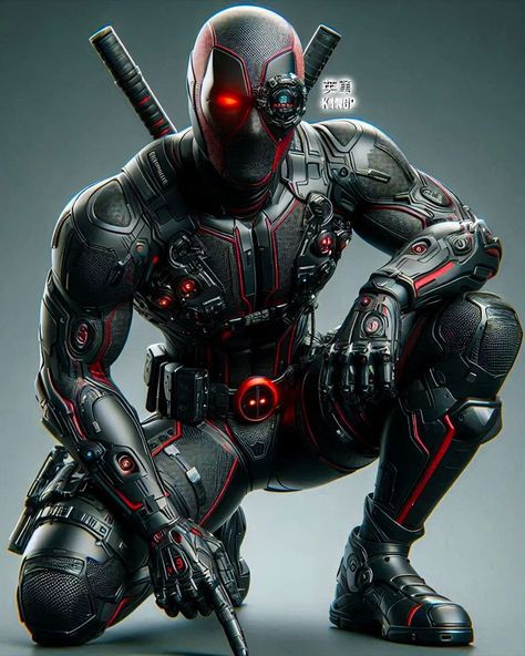 Deadpool Suit Concept, Deadpool Suit, Ninja Armor, Future Warrior, Villain Characters, Dystopian City, Tech Armor, Deadpool Artwork, Futuristic Armor