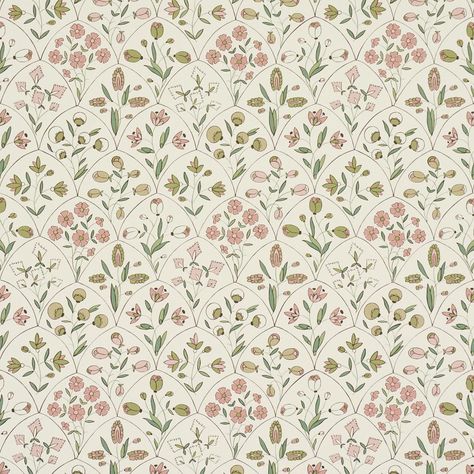 Frances Scallop Floral - Petal Wallpapers | Schumacher Petal Wallpaper, French Country Wallpaper, House Of Hackney Wallpaper, Wallpaper Crafts, Painting Antique Furniture, Scallop Design, Wallpaper Rolls, Floral Elements, Home Building Design