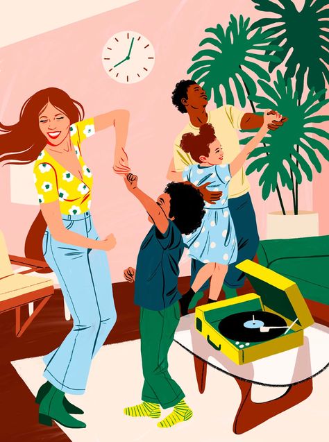 children and parents dancing illustration Traditions To Start, Protest Art, Step Parenting, Blended Family, Family Illustration, Good Times Roll, Teen Vogue, Parenting Humor, Mother And Father