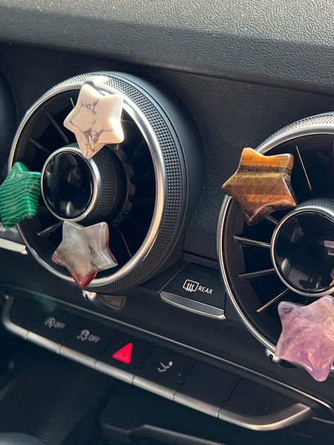 1pc Star Shape Crystal Stones Car Vent Clips Natural Gemstone Car Air Vent Clips Pentagram Stones Car Accessories With Copper Wire For Car Air Vent Accessory Multicolor    Natural Crystal     Home Decor, size features are:Bust: ,Length: ,Sleeve Length: Crystals In Car, Inside Car Decor, Car Crystals, Car Deco, Car Vent Clip, Pretty Pens, Car Goals, Cute Car Accessories, Car Vent