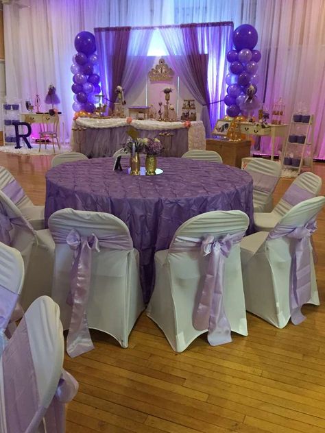 Sofia The First Quinceanera Theme, Sofia The First Quinceanera, Purple Quinceanera Theme, Sweet 16 Party Planning, Lavender Quinceanera, Purple Sweet 16, Royal Birthday Party, Purple Quinceanera, Gold Quinceanera