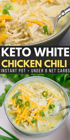 7bb060764a818184ebb1cc0d43d382aa Keto White Chicken Chili, White Chicken Chili Recipe Crockpot, Chicken Chili Verde, Keto Comfort Food, White Chicken Chili Healthy, Chili Crockpot, White Chicken Chili Slow Cooker, Chicken Chili Crockpot, Crockpot White Chicken Chili