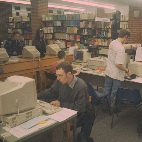 Sussex library, UK, early 90s. Computer room. 90s Computer, Studying Hard, Library Week, Library Aesthetic, Some Things Never Change, Hey Arnold, Thursday Motivation, Fear Of The Unknown, Computer Room