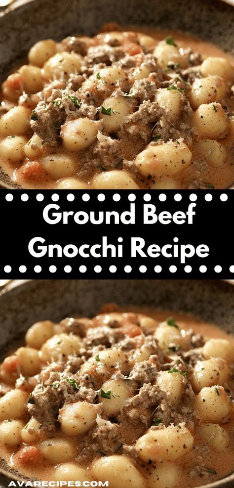 Searching for a unique soup recipe? This Ground Beef Gnocchi Recipe transforms simple ingredients into a warm, comforting dish that’s perfect for chilly evenings, ensuring a delightful dining experience for all. Ground Beef Gnocchi, Dinner Ideas Easy Beef, Beef Gnocchi, Beef Ground Recipes, Tasty Ground Beef Recipes, Simple Ground Beef Recipes, Delicious Ground Beef Recipes, Quick Beef Recipes, Quick Ground Beef Recipes