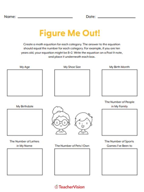 Back to school icebreaker, perfect for a fun first day of school activity. Students create a math equation for each category in this free printable for teachers. #backtoschool #icebreaker #freeprintable Icebreaker Worksheets, Middle School Icebreakers, All About Me Maths, Worksheets For Middle School, Kindergarten Math Lesson Plans, School Icebreakers, Back To School Worksheets, Teaching Themes, Classroom Idea