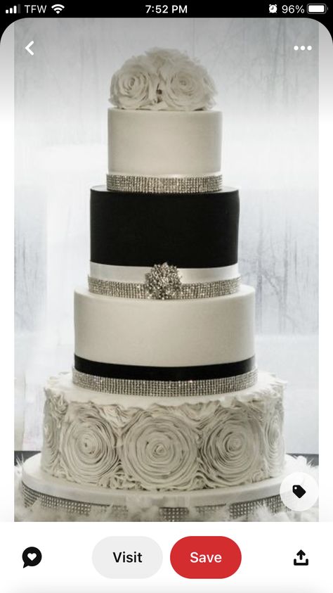 Wedding Cake Black And White, Wedding Cakes Black And White, Wedding Cakes Black, Wedding Cake Black, Cake Black And White, Wedding Cake Simple Elegant, Bling Wedding Cakes, Fancy Wedding Cakes, Black And White Wedding Cake