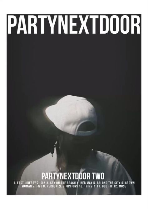 Rnb Posters Bedroom, Party Next Door Poster, Rnb Albums, Party Next Door Album Cover, Pnd Album Cover, Partynextdoor Poster, Singer Posters, Partynextdoor Album, Door Poster