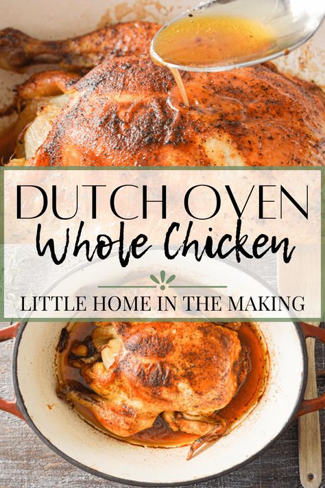 Boiled Whole Chicken Recipes, Oven Whole Chicken, Dutch Oven Whole Chicken, Whole Chicken Recipes Oven, Dutch Oven Recipes Cast Iron, Whole Baked Chicken, Dutch Oven Chicken, Cooking Whole Chicken, Comforting Dinner