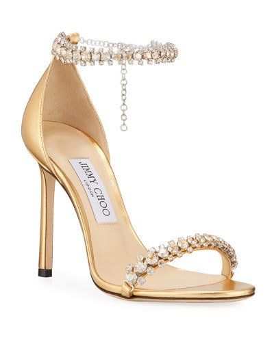 X4M8X Jimmy Choo Shiloh Metallic Crystal Sandals Hak Tinggi, Jimmy Choo Sandals, Designer Footwear, Manolo Blahnik Heels, Dressy Shoes, Crystal Sandals, Jimmy Choo Heels, Fancy Shoes, Womens Shoes High Heels