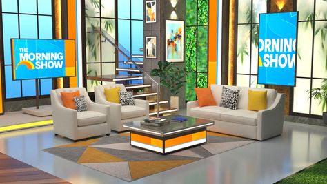 Morning Show Set Design :: Behance Tv Show Set Design, Tv Set Design, Tv Set, Tv Sets, Morning Show, Autodesk 3ds Max, Design Architecture, Set Design, Design Working