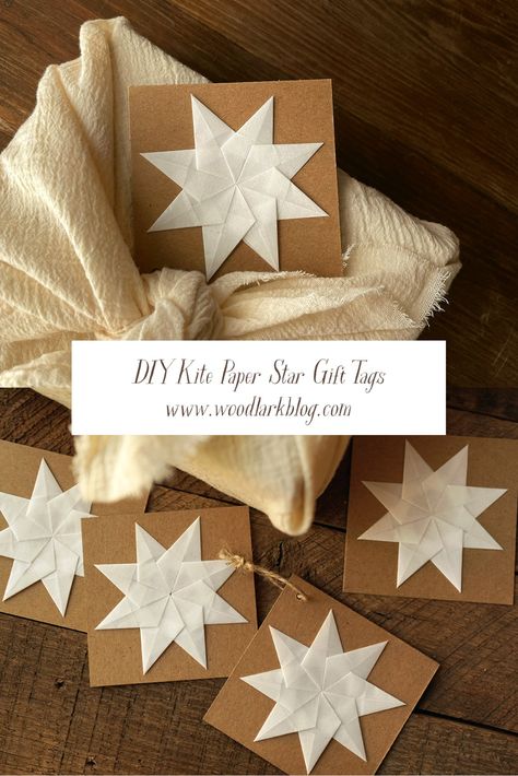 DIY Kite Paper Star Gift Tags – Woodlark Blog – Woodlark Blog Diy Kite, Diy Christmas Tags, Advent Crafts, Reusable Gift Wrap, Gift Tags Diy, Handmade Gift Tags, Paper Stars, Star Gift, Christmas Paper