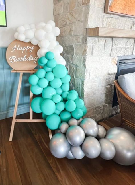 Turquoise Balloons, Turquoise Balloon Garland, Silver Balloon, Aqua Green, Balloon Garland, Balloons, Happy Birthday, Turquoise, Green