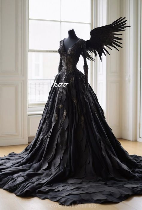 Raven Dress, Magical Dress, Bird Dress, Fantasy Gowns, Black Swan, Fashion Black, Dark Fashion, Facebook Page, Hunger Games