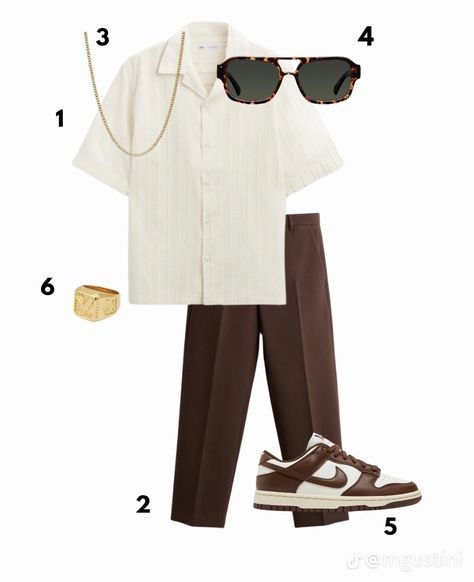 Brown And White Outfit Men, Leo Wardrobe, Mans Clothes, Brown Pants Outfit, Mens Smart Casual Outfits, Minimalist Fashion Men, Pants Outfit Men, Classy Outfits Men, Mens Summer Outfits