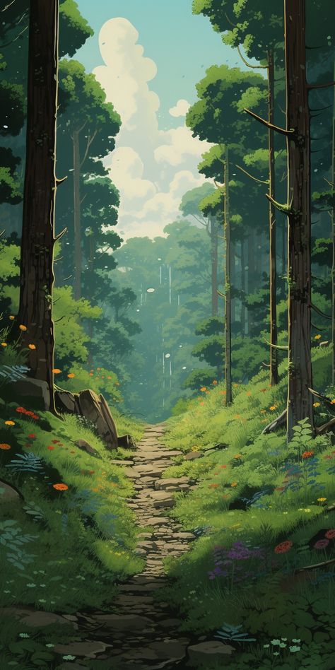 Studio Ghibli Aesthetic, Ghibli Aesthetic, Studio Ghibli Background, Pastel Sky, Wallpaper Collage, Mountain Wallpaper, Studio Ghibli Art, Forest Wallpaper, Ghibli Art