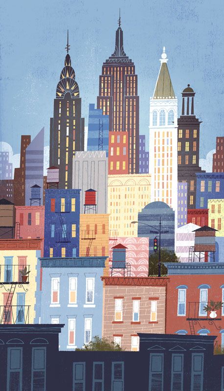 New York Illustration, Buildings Artwork, Cityscape Drawing, Alley Cats, Modern Cartoon, Building Illustration, City Drawing, Nyc Art, Alley Cat