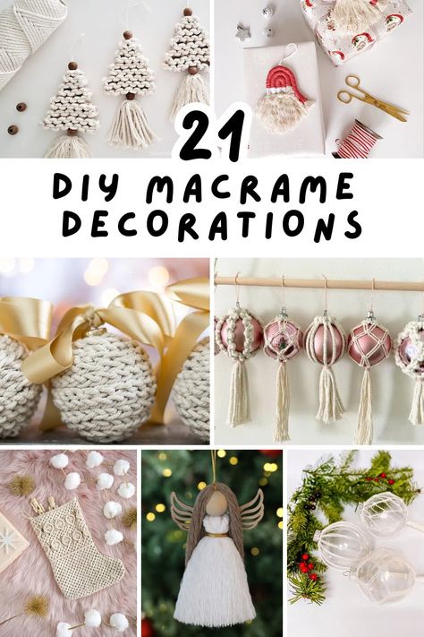 DIY + Crafts | Just Bright Ideas Macrame Christmas Garland Tutorial, Macrame Christmas Crafts Diy, Macrame Gift Ideas Diy, Holiday Macrame Diy, Macrame Xmas Ornaments, Easy Christmas Macrame Ideas, Christmas Macrame Wall Hangings, Christmas Macrame Ideas Diy, Christmas Macrame Diy