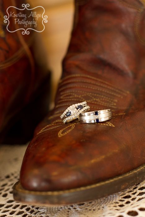 Wedding Rings Western, Wedding Dress Cowboy Boots, Rings Western, Country Wedding Photos, Big Wedding Rings, Dresses With Cowboy Boots, Cowboy Wedding, Country Rings, Wedding Boots