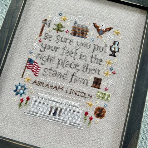 Stand Firm — Sweet Wing Studio Embroidery Floss Crafts, Lincoln Birthday, Stand Firm, Copper Penny, Lincoln Memorial, Stitching Art, Counted Cross Stitch Patterns, Abraham Lincoln, Counted Cross Stitch