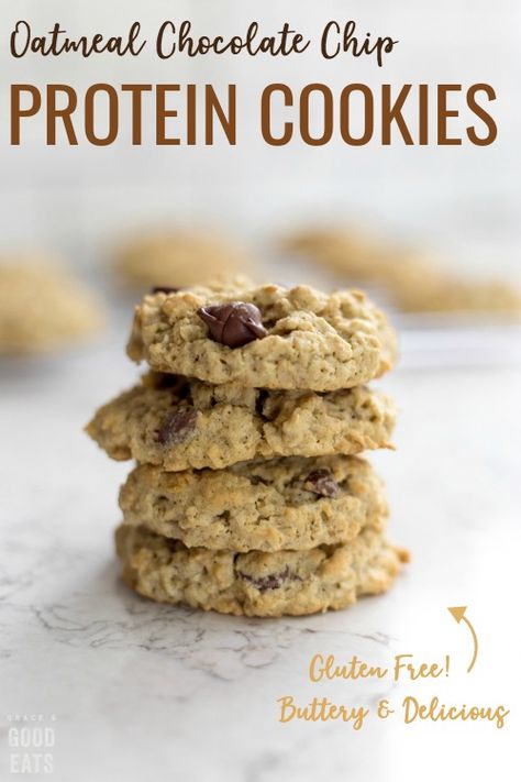 Chocolate Chip Protein Cookies, Oatmeal Protein Cookies, Protein Chocolate Chip Cookies, Protein Powder Cookies, Packed Meals, High Protein Cookies, Protein Cookie, Protein Baking, Protein Dinner