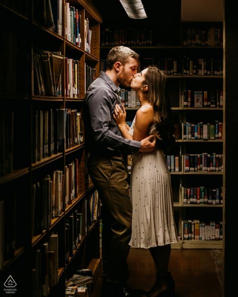 Library Couple, Engagement Photo Book, Library Photo Shoot, Indoor Engagement Photos, Engagement Picture Outfits, Library Wedding, Wedding Couple Photos, New England Wedding, Wedding Photography Studio