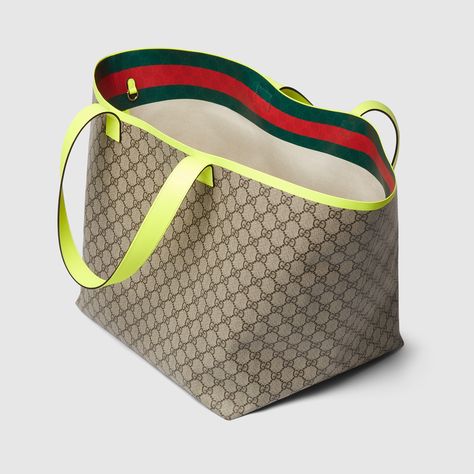 Gucci Ophidia GG large tote bag Gucci Green Bag, Italian Coast, Beach Clubs, Web Detail, Gucci Tote Bag, Fluorescent Yellow, Gucci Ophidia, Summer Tote, Gucci Tote