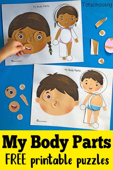 FREE printable activity for toddlers and preschoolers to identify body parts and place pieces where they go. Great anatomy activity that also helps to build vocabulary. My Body Parts, Ece Activities, Body Parts Preschool Activities, Body Parts For Kids, Body Preschool, Face Parts, Body Parts Preschool, Toddler Games, Free Printable Puzzles