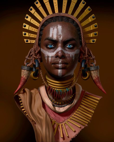 "African Tribe Woman" by Daniel Victor African Worrier Woman, African Art Paintings Black Women, African Art Tattoo, African Tribe Art, African Female Warrior, African Warrior Art, African Tribe Woman, African Armor, African Culture Art