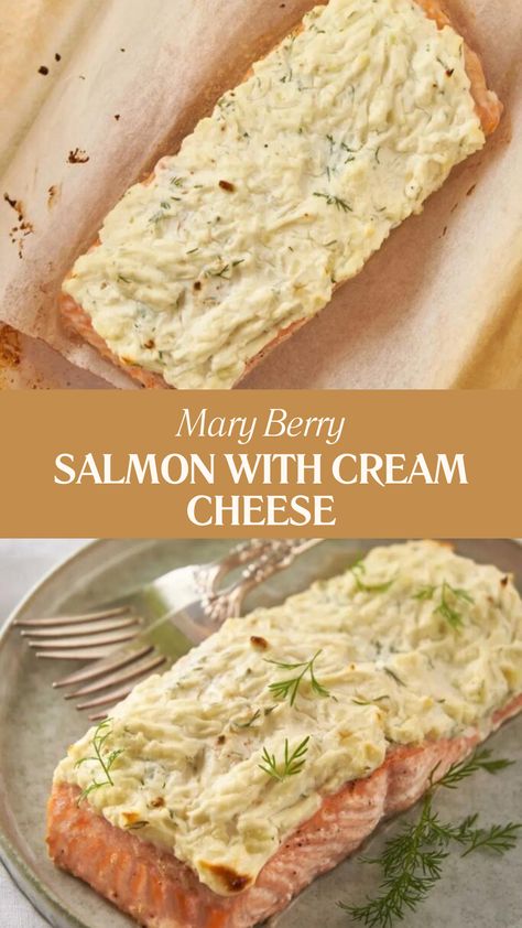 Mary Berry Salmon With Cream Cheese Salmon Blue Cheese, Baked Salmon Cream Cheese, Cream Cheese Baked Salmon, Baked Salmon With Cream Cheese, Cream Cheese Salmon Recipes, Cream Cheese Sauce For Salmon, Salmon Recipes With Cream Cheese, Salmon Cream Cheese Recipes, Salmon And Cream Cheese Recipes