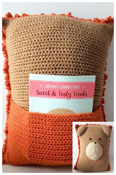 Lion Pocket Pillow Free Crochet Pattern New Crochet Ideas, Crochet Ideas For Beginners, Pillows Crochet, Lion Crochet, Crochet Cushion Pattern, Red Heart Super Saver Yarn, Pillow Crochet, Crochet Cushion, Crochet Cushion Cover