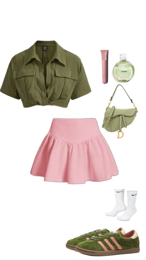 Pink And Green Mini Skirt, Pink Fits, Sage Green, Blush Pink, Blush, Green, Pink