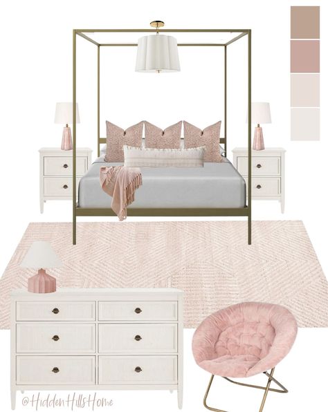 Aston Canopy Bed curated on LTK Light Pink Girls Bedroom, Teen Canopy Bed, Room Decor Mood Board, Girls Bedroom Canopy, White Girls Bedroom, Decor Mood Board, Girls Bed Canopy, Girls Room Design, Pink Bedroom For Girls