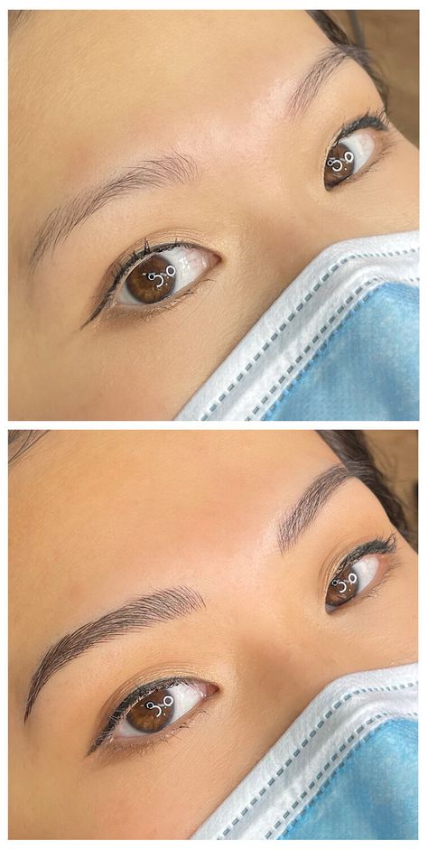 Microblading Eyebrows Asian Eyes, Microblading Asian Eyebrows, Asian Brows Shape, Asian Eyebrows Shaping, Nano Blading Eyebrows, Eyebrow Tattoos For Women, Nano Eyebrows, Asian Brows, Natural Microblading Eyebrows