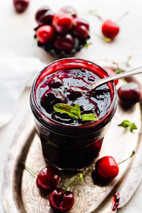 Cherry Compote comes together in just 10 minutes with a few simple ingredients. This luscious dessert sauce is the perfect topping for vanilla ice cream, french toast, or for using in one of my black forest desserts! Forest Desserts, Cherry Compote Recipe, Cherry Pie Cookies, Fresh Cherry Recipes, Best Instant Pot Recipes, Cherry Pie Bars, Pie Fillings, Cherry Crumble, Cherry Topping