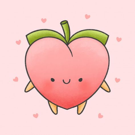 Cute peach cartoon hand drawn style Prem... | Premium Vector #Freepik #vector #food #heart #love #hand Peach Cartoon, Cute Cartoon Food, Cute Peach, 귀여운 음식 그림, Unicorn Pictures, Animal Doodles, Cute Food Drawings, Cute Food Art, Halloween Wallpaper Iphone