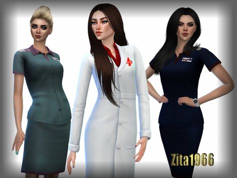 Maxis Match CAS Recolor Found in TSR Category 'Sims 4 Female Clothing Sets' Sims 4 Nurse Scrubs Cc, Sims 4 Cc Work Clothes, Sims 4 Doctor Cc, Sims 4 School, High Top Outfit, Sims 4 Jobs, Female Nurse, Female Police, Female Detective