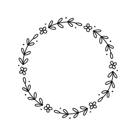 Floral Doodles Pattern, Floral Circle Border, Floral Wreath Embroidery, Frame With Flowers, Frame Embroidery, Embroidery Hoop Art Diy, Hand Embroidery Patterns Free, Bond Paper Design, Spring Floral Wreath