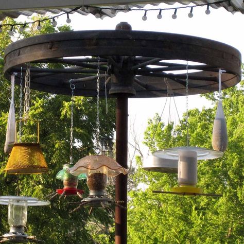 41 Really Cute Bird Feeder Ideas | Family Handyman Covered Bird Feeder, Bird Feeder Station Ideas, Winter Bird Feeders, Bird Feeder Stands, Large Bird Feeders, Bird Feeder Station, Backyard Birds Sanctuary, Backyard Birds Feeders, Pine Cone Bird Feeder