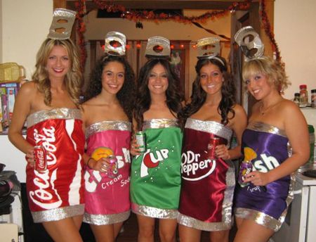 Next Halloween! Alcohol Inspired Halloween Costumes, Alcohol Group Costume, Candy Halloween Costume Group, Drink Inspired Halloween Costumes, Soda Costume, 6 Pack Of Beer Costume, Sorority Halloween Costumes, Sorority Halloween, Diy Ninja Turtle Costume