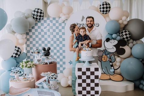 Mickey Mouse Birthday Party Ideas | Photo 1 of 10 | Catch My Party Mickey Mouse Birthday Vintage, Mickey Mouse Cake Ideas 1st Birthday, Mickey Racers Birthday Party, Vintage Mickey Birthday, Disney First Birthday Boy, 1st Birthday Party Themes For Boys, Mickey Mouse 1st Birthday Party Boy, Baby 1st Birthday Theme, Mickey Mouse Birthday Party Ideas 1st