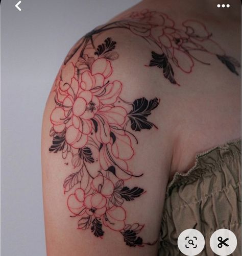 Black Shoulder Tattoo, Feeling Judged, Star Tattoo On Shoulder, Mandala Tattoos For Women, Red Flower Tattoos, Obesity Awareness, Tattoo Maker, Wicked Tattoos, Flower Tattoo Shoulder