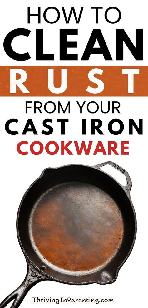 In this guide, learn how to clean rust off of cast iron cookware using the right techniques and top chemical solutions. We will cover methods to get rid of rust on cast iron, how to revive a cast iron skillet from rust, and how to restore a rusty cast iron skillet to its former glory. Throughout the process, it is important to exercise careful handling on a severely rusted cast iron pan and follow the recommended steps to ensure that there will be no remaining rusts on your cast iron cookware. Cleaning Rusty Cast Iron, Rusted Cast Iron Skillet, Rusty Cast Iron Skillet, Vintage Skills, Restore Cast Iron, Cleaning Cast Iron Skillet, Window Cleaning Tips, Seasoned Cast Iron Pan, Clean Rust